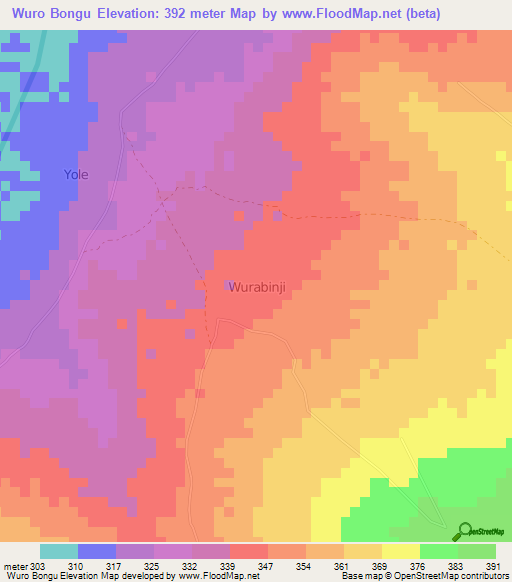 Wuro Bongu,Nigeria Elevation Map