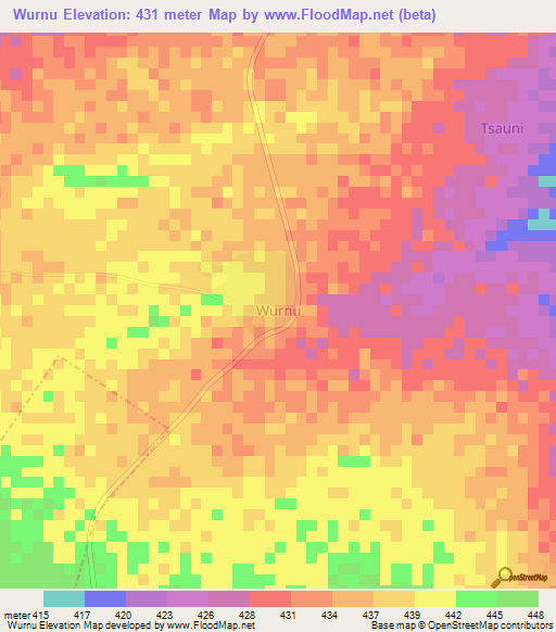 Wurnu,Nigeria Elevation Map