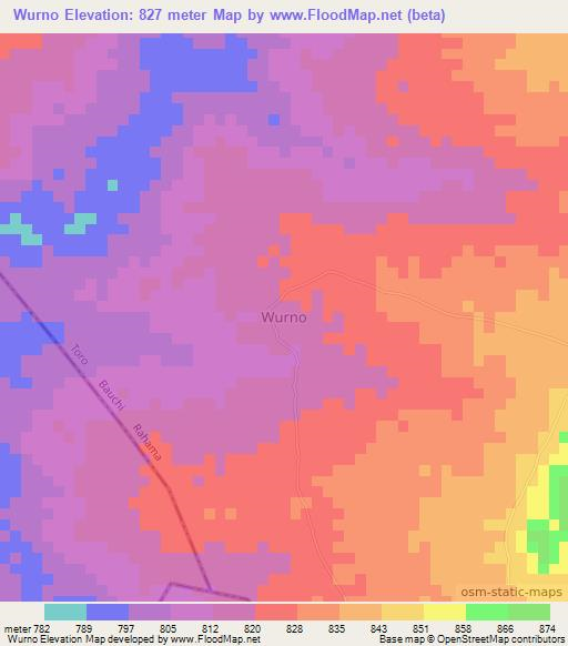 Wurno,Nigeria Elevation Map