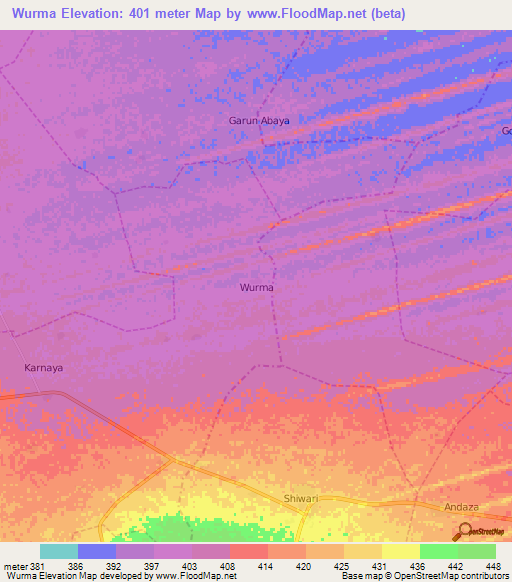 Wurma,Nigeria Elevation Map