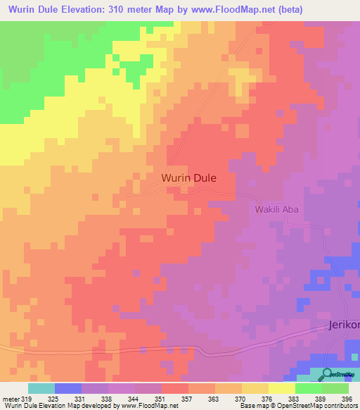 Wurin Dule,Nigeria Elevation Map