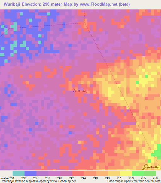 Wuribaji,Nigeria Elevation Map