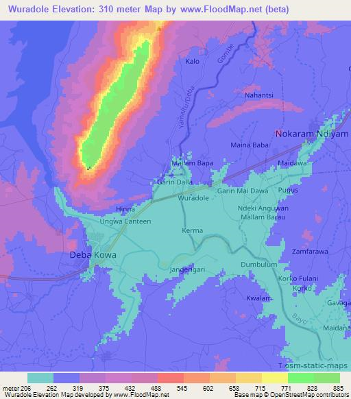 Wuradole,Nigeria Elevation Map