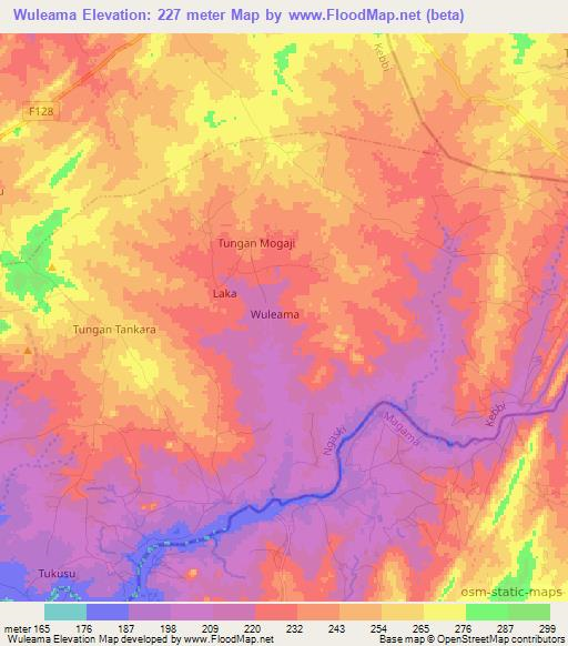 Wuleama,Nigeria Elevation Map