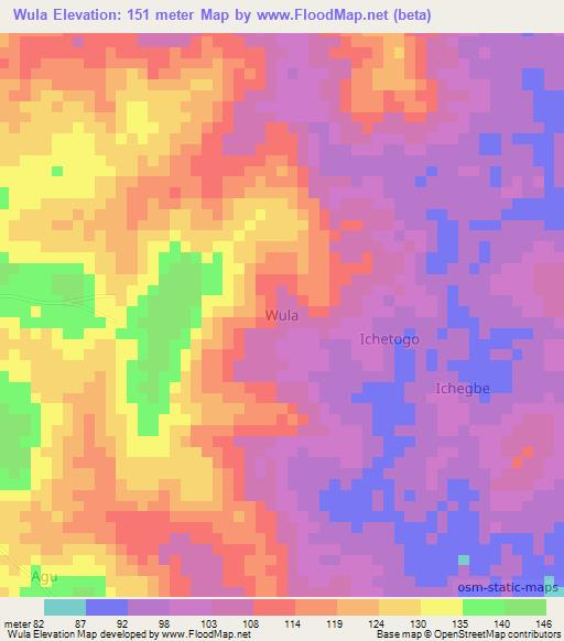 Wula,Nigeria Elevation Map