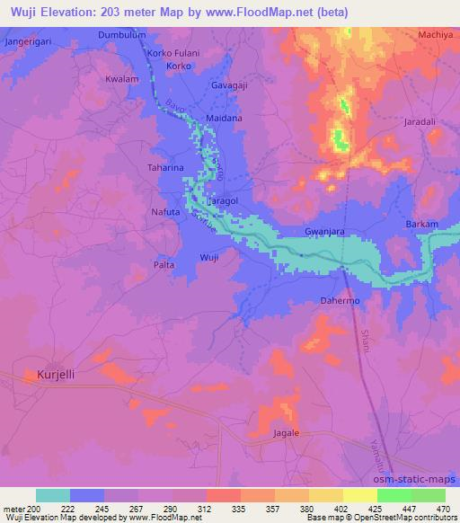 Wuji,Nigeria Elevation Map