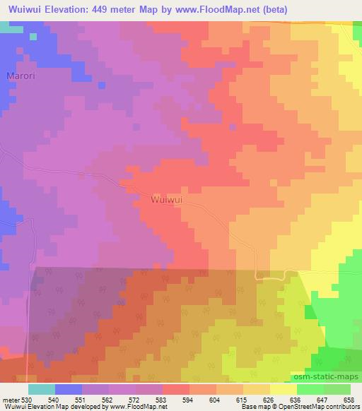 Wuiwui,Nigeria Elevation Map