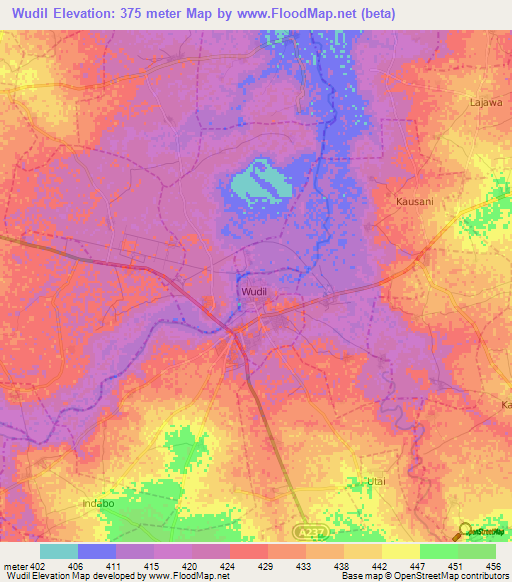 Wudil,Nigeria Elevation Map