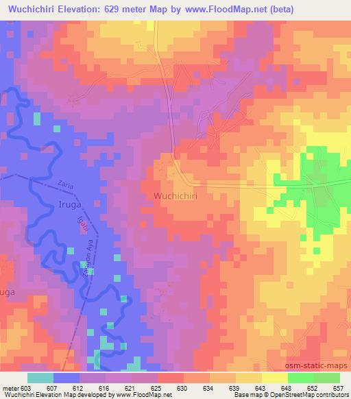 Wuchichiri,Nigeria Elevation Map
