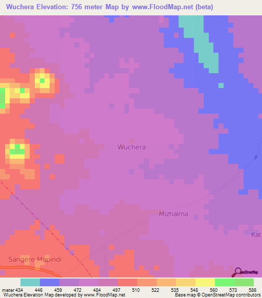 Wuchera,Nigeria Elevation Map