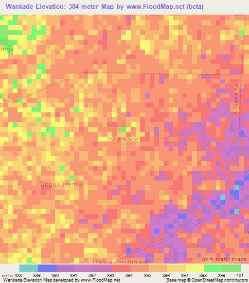 Wankade,Nigeria Elevation Map