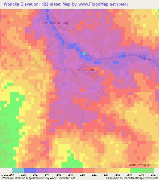 Wonaka,Nigeria Elevation Map