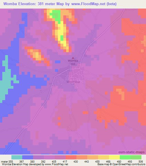 Womba,Nigeria Elevation Map