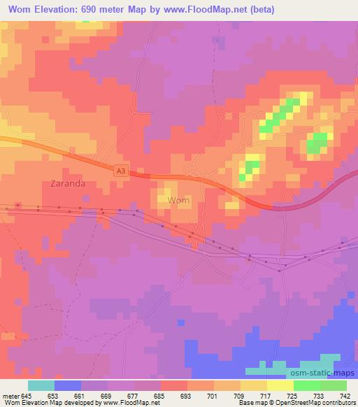 Wom,Nigeria Elevation Map