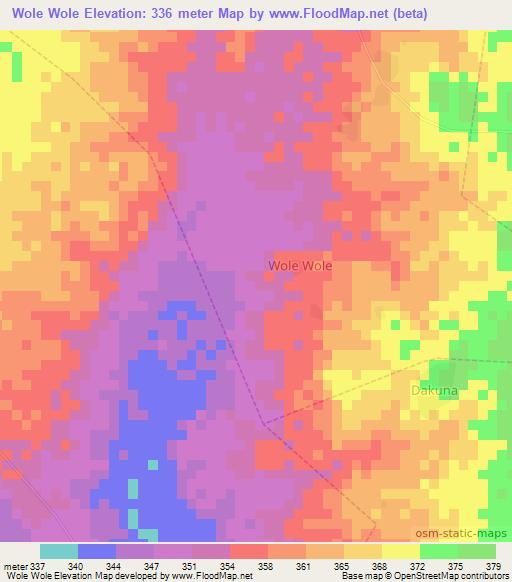 Wole Wole,Nigeria Elevation Map