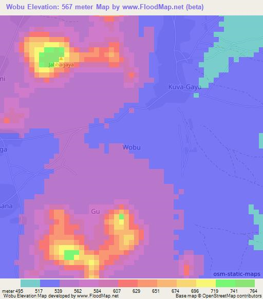 Wobu,Nigeria Elevation Map