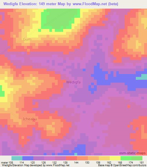 Wedigfa,Nigeria Elevation Map