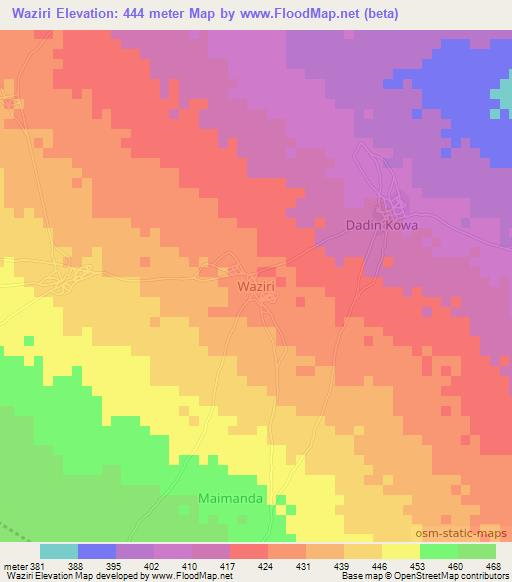 Waziri,Nigeria Elevation Map