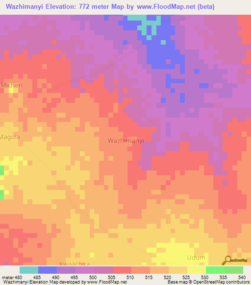 Wazhimanyi,Nigeria Elevation Map