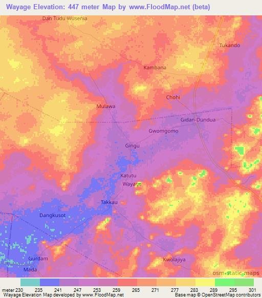 Wayage,Nigeria Elevation Map