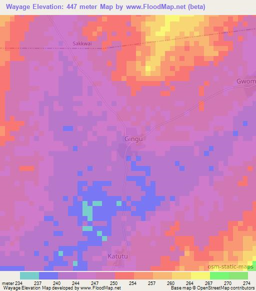 Wayage,Nigeria Elevation Map