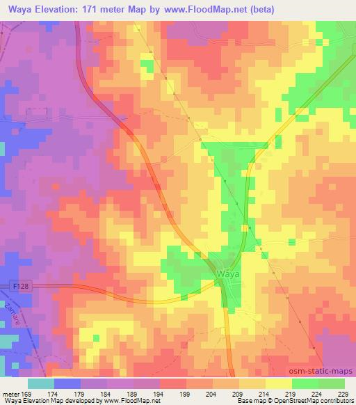 Waya,Nigeria Elevation Map