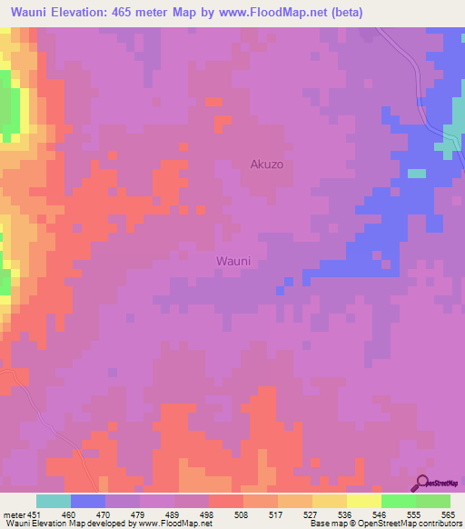 Wauni,Nigeria Elevation Map