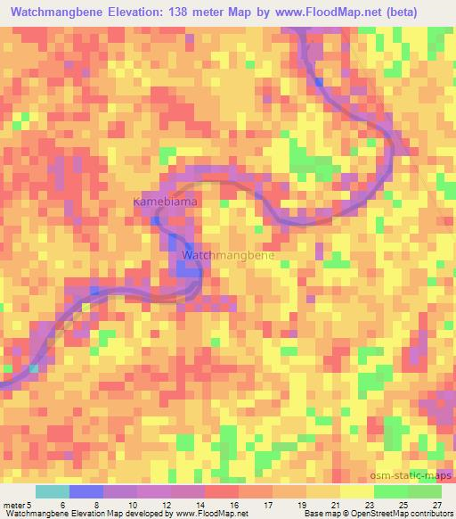 Watchmangbene,Nigeria Elevation Map