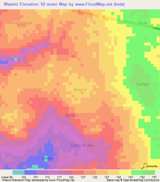 Wasimi,Nigeria Elevation Map