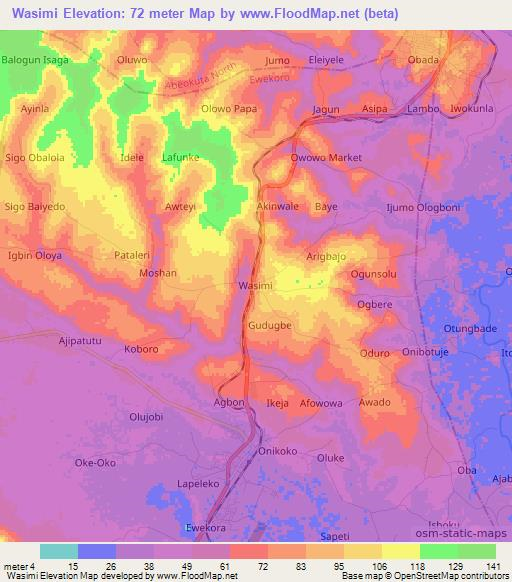 Wasimi,Nigeria Elevation Map