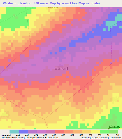 Washemi,Nigeria Elevation Map