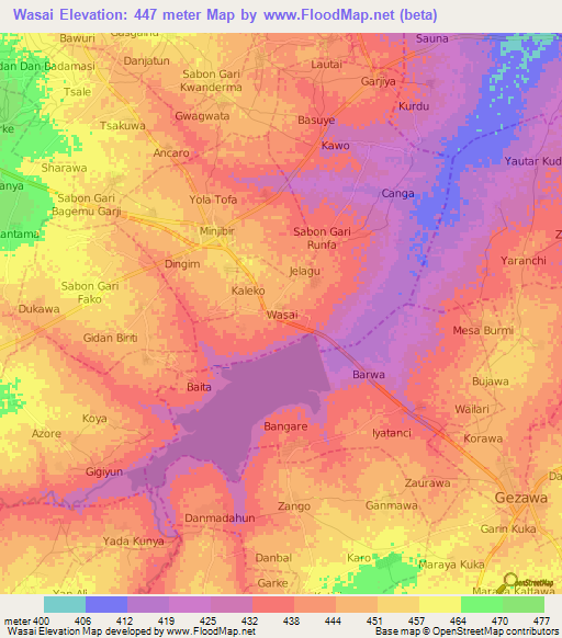 Wasai,Nigeria Elevation Map