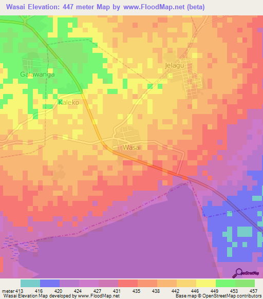 Wasai,Nigeria Elevation Map