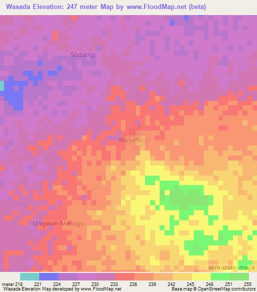 Wasada,Nigeria Elevation Map