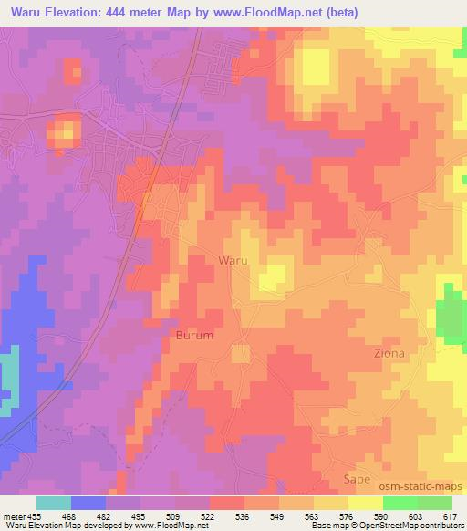 Waru,Nigeria Elevation Map