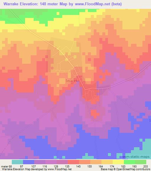 Warrake,Nigeria Elevation Map