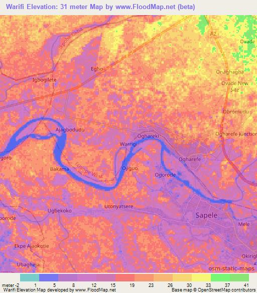 Warifi,Nigeria Elevation Map