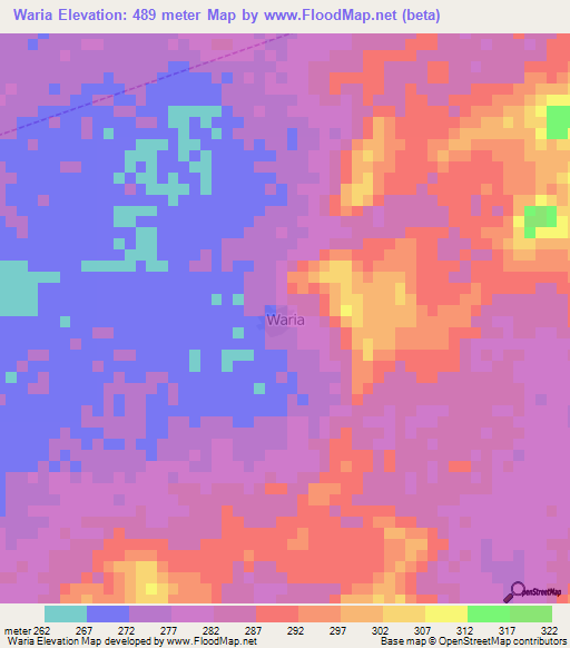 Waria,Nigeria Elevation Map