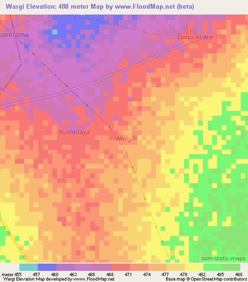 Wargi,Nigeria Elevation Map