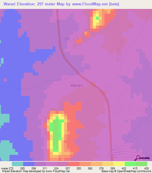 Warari,Nigeria Elevation Map