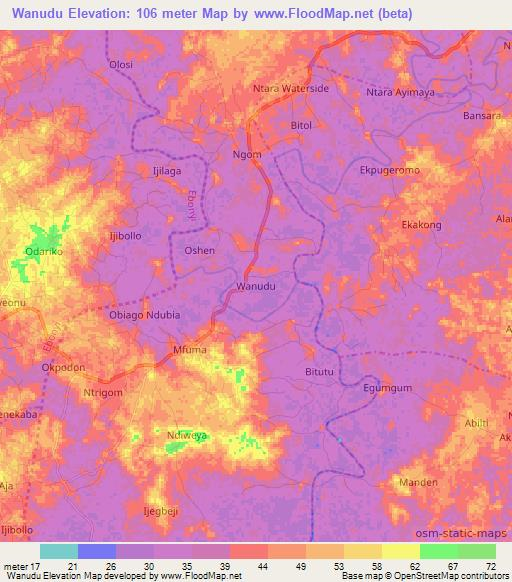 Wanudu,Nigeria Elevation Map