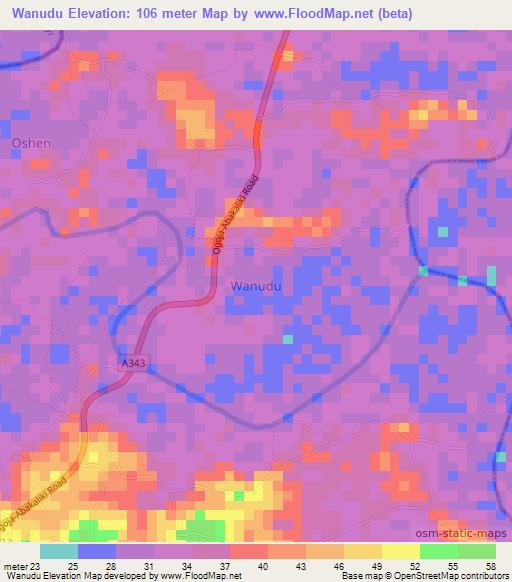 Wanudu,Nigeria Elevation Map