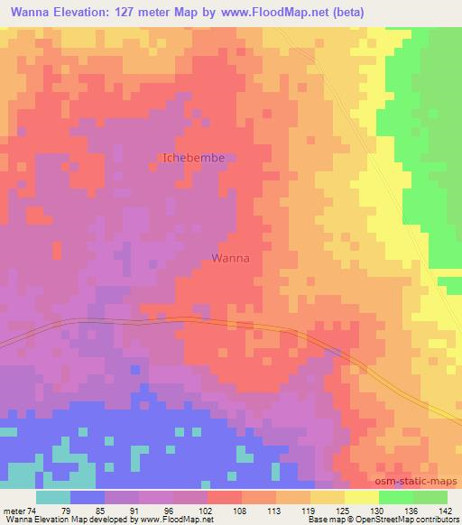 Wanna,Nigeria Elevation Map