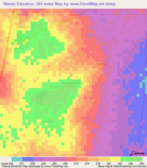 Wanke,Nigeria Elevation Map