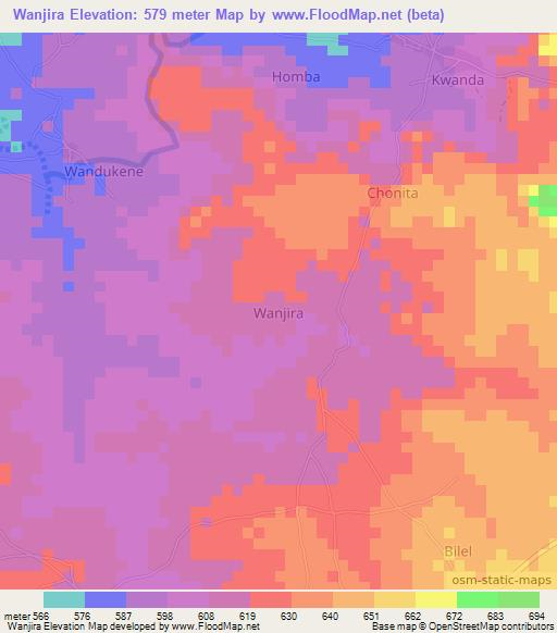 Wanjira,Nigeria Elevation Map