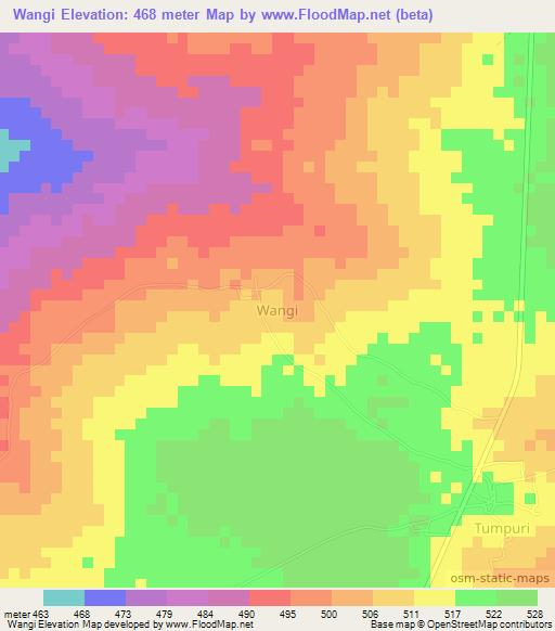 Wangi,Nigeria Elevation Map