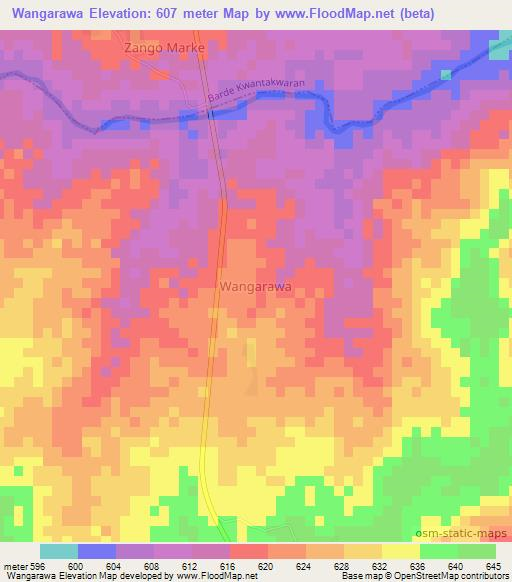 Wangarawa,Nigeria Elevation Map