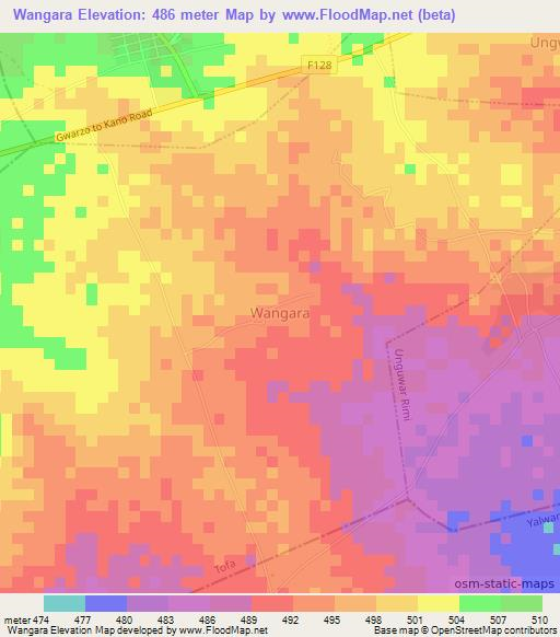 Wangara,Nigeria Elevation Map