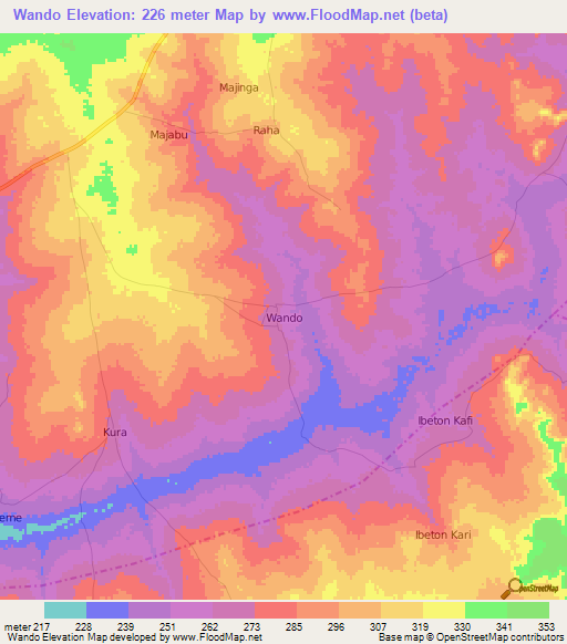 Wando,Nigeria Elevation Map