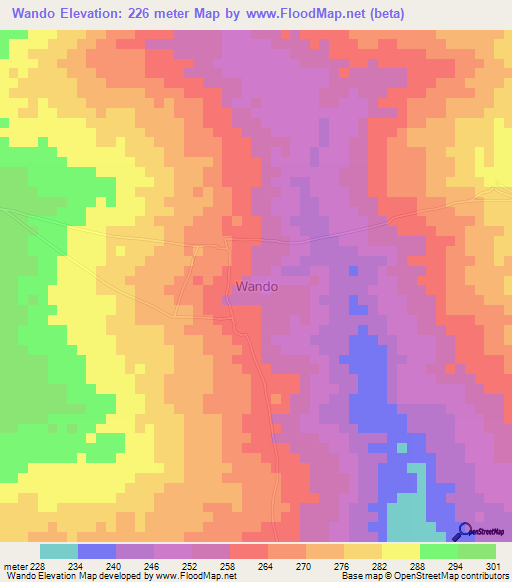 Wando,Nigeria Elevation Map